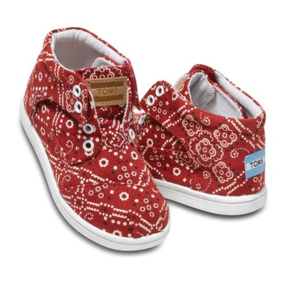 Toms Other - TOMS Tiny Barn Red Botas Bandana High Tops Toddler